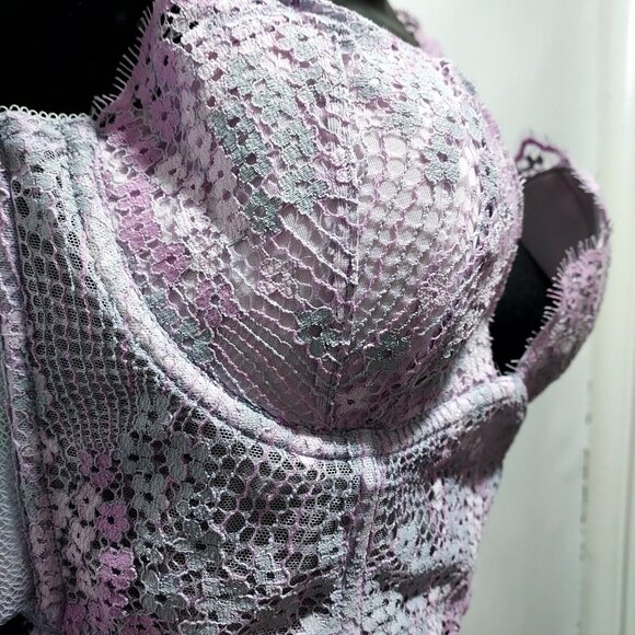 Victoria's Secret Dream Angel Lace Bra Bralette Pink Gray Lavender, Size 36C - Picture 3 of 13